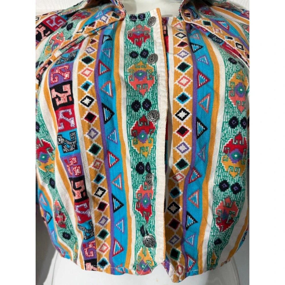 VTG Rodeo Western Wear Cropped Southwestern Aztec Multicolor Womens Small - Picture 6 of 6